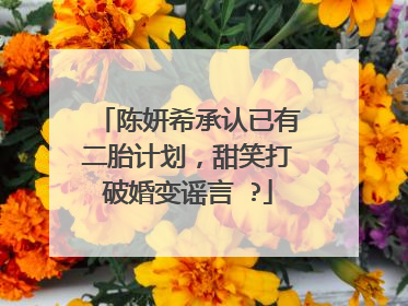 陈妍希承认已有二胎计划，甜笑打破婚变谣言 ?