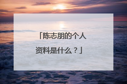 陈志朋的个人资料是什么？