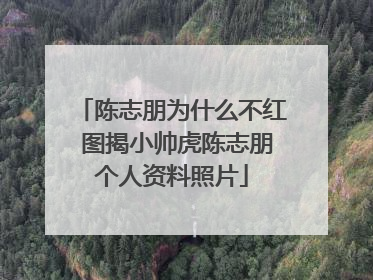 陈志朋为什么不红 图揭小帅虎陈志朋个人资料照片