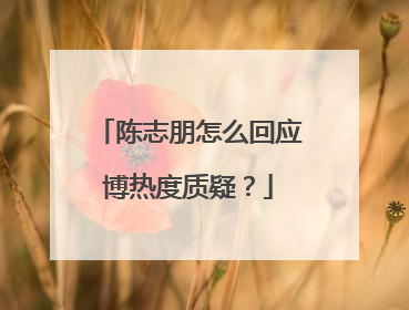 陈志朋怎么回应博热度质疑？
