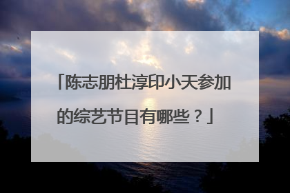 陈志朋杜淳印小天参加的综艺节目有哪些？