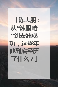 陈志朋:从“辣眼睛”到去油成功,这些年他到底经历了什么?