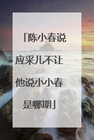 陈小春说应采儿不让他说小小春是哪期