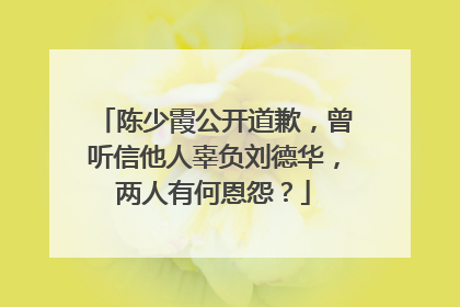 陈少霞公开道歉,曾听信他人辜负刘德华,两人有何恩怨?