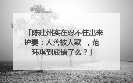 陈建州实在忍不住出来护妻:人善被人欺 ,范玮琪到底错了么?