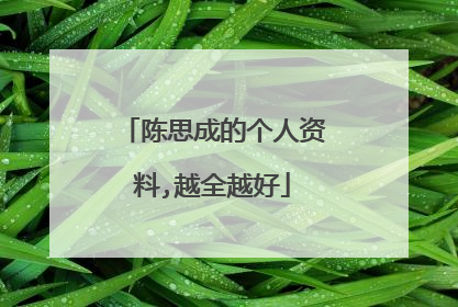陈思成的个人资料,越全越好