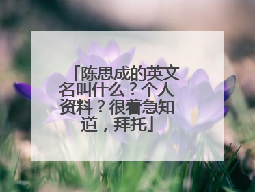 陈思成的英文名叫什么?个人资料?很着急知道,拜托