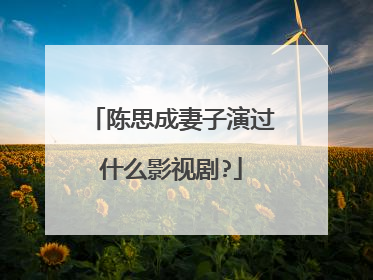 陈思成妻子演过什么影视剧?