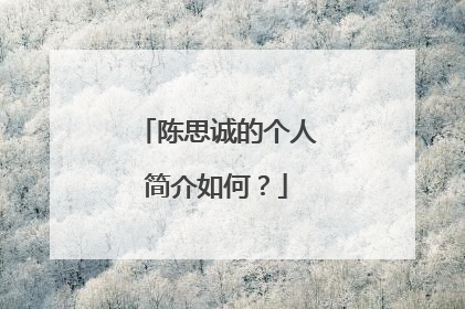 陈思诚的个人简介如何？