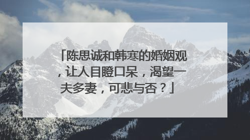 陈思诚和韩寒的婚姻观，让人目瞪口呆，渴望一夫多妻，可悲与否？