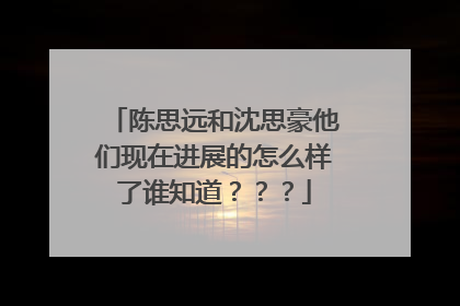 陈思远和沈思豪他们现在进展的怎么样了谁知道？？？