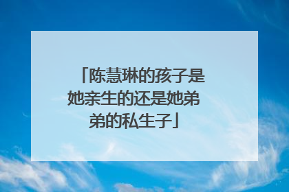 陈慧琳的孩子是她亲生的还是她弟弟的私生子