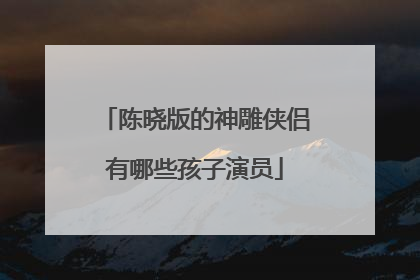 陈晓版的神雕侠侣有哪些孩子演员