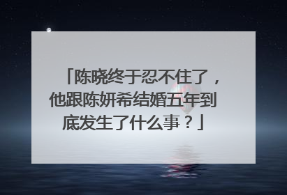 陈晓终于忍不住了,他跟陈妍希结婚五年到底发生了什么事?