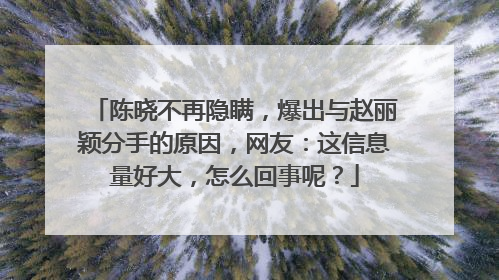 陈晓不再隐瞒,爆出与赵丽颖分手的原因,网友:这信息量好大,怎么回事呢?