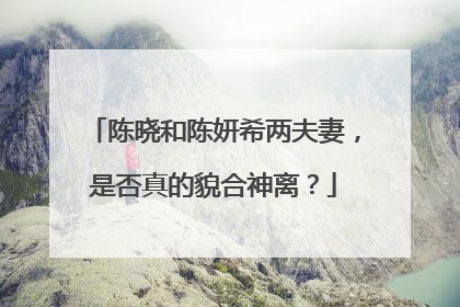 陈晓和陈妍希两夫妻，是否真的貌合神离？