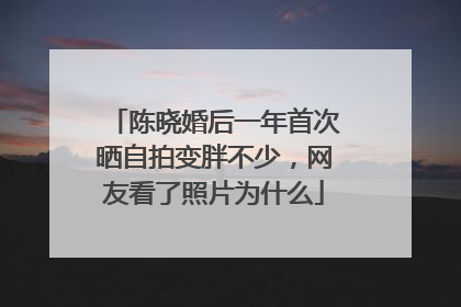 陈晓婚后一年首次晒自拍变胖不少,网友看了照片为什么