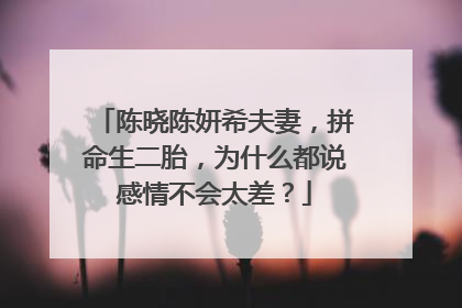陈晓陈妍希夫妻,拼命生二胎,为什么都说感情不会太差?
