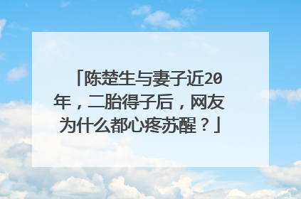 陈楚生与妻子近20年,二胎得子后,网友为什么都心疼苏醒?
