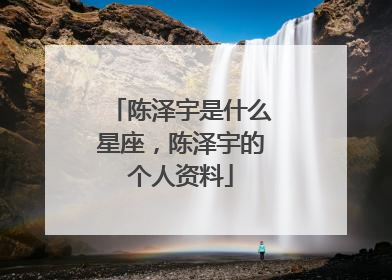 陈泽宇是什么星座,陈泽宇的个人资料