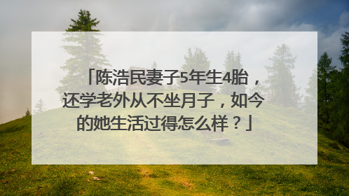 陈浩民妻子5年生4胎,还学老外从不坐月子,如今的她生活过得怎么样?