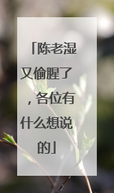 陈老湿又偷腥了，各位有什么想说的