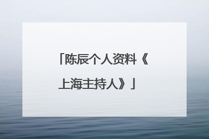 陈辰个人资料《上海主持人》