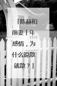 陈赫和前妻十年感情,为什么说散就散?