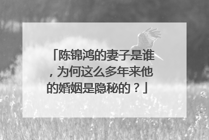 陈锦鸿的妻子是谁，为何这么多年来他的婚姻是隐秘的？