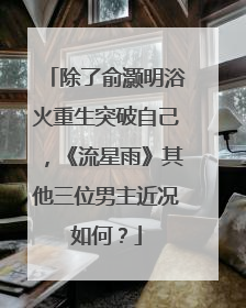 除了俞灏明浴火重生突破自己,《流星雨》其他三位男主近况如何?