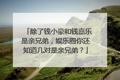 除了钱小豪和钱嘉乐是亲兄弟，娱乐圈你还知道几对是亲兄弟？