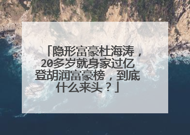 隐形富豪杜海涛，20多岁就身家过亿登胡润富豪榜，到底什么来头？