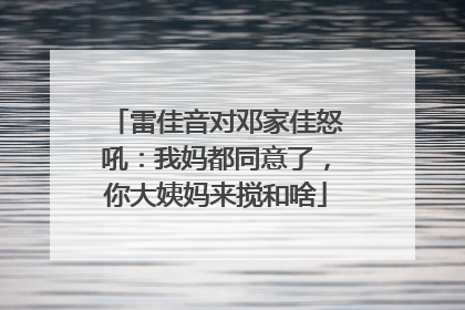 雷佳音对邓家佳怒吼：我妈都同意了，你大姨妈来搅和啥