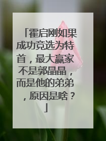 霍启刚如果成功竞选为特首，最大赢家不是郭晶晶，而是他的弟弟，原因是啥？