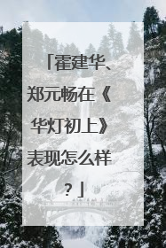 霍建华、郑元畅在《华灯初上》表现怎么样？