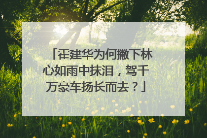 霍建华为何撇下林心如雨中抹泪，驾千万豪车扬长而去？