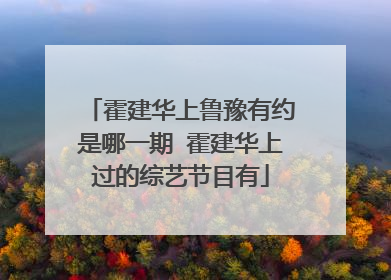 霍建华上鲁豫有约是哪一期 霍建华上过的综艺节目有