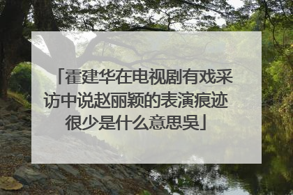 霍建华在电视剧有戏采访中说赵丽颖的表演痕迹很少是什么意思吳