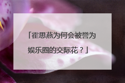 霍思燕为何会被誉为娱乐圈的交际花？