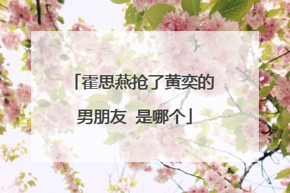 霍思燕抢了黄奕的男朋友 是哪个