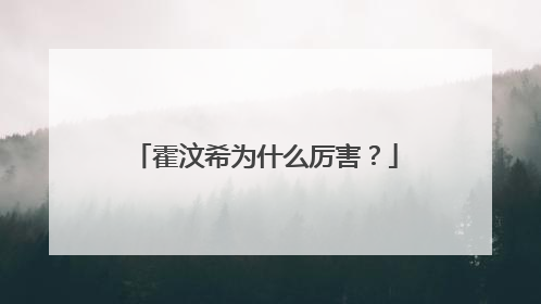 霍汶希为什么厉害?