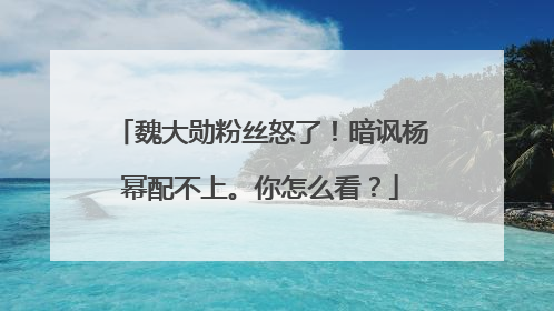 魏大勋粉丝怒了!暗讽杨幂配不上。你怎么看?