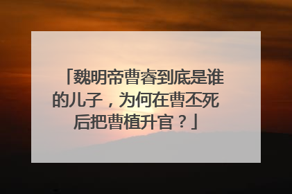魏明帝曹睿到底是谁的儿子,为何在曹丕死后把曹植升官?