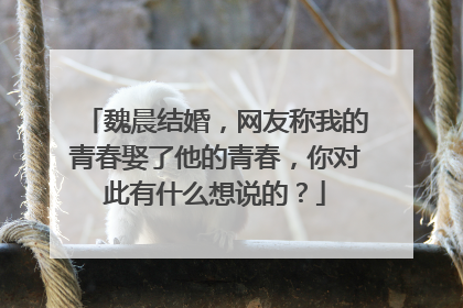 魏晨结婚,网友称我的青春娶了他的青春,你对此有什么想说的?