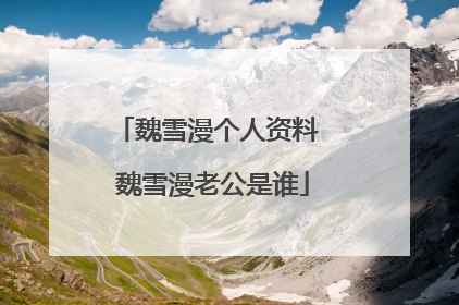 魏雪漫个人资料 魏雪漫老公是谁