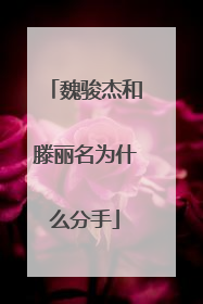 魏骏杰和滕丽名为什么分手