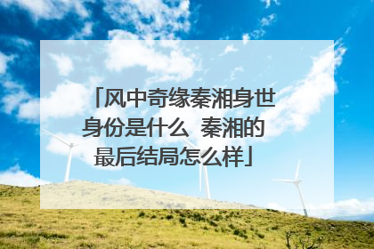 风中奇缘秦湘身世身份是什么 秦湘的最后结局怎么样