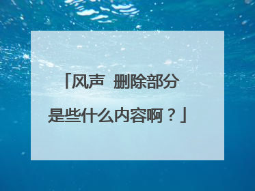 风声 删除部分 是些什么内容啊？