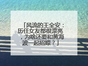 风流的王全安:历任女友都很漂亮,为啥还要和黄海波一起招嫖?
