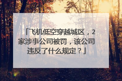 飞机低空穿越城区，2家涉事公司被罚，该公司违反了什么规定？
